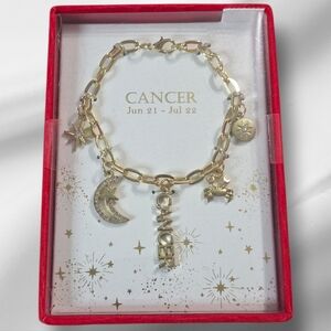 CANCER Gold TONE Zodiac Charm Bracelet NEW IN BOX